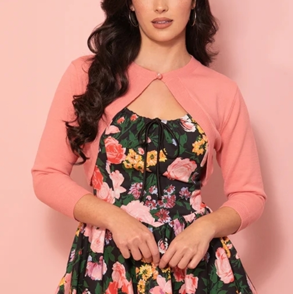 Vix Pink Cropped Bolero Cardigan
